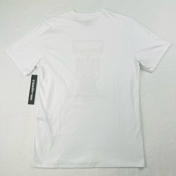 Karl Lagerfeld Paris Men’s Medium White Logo T-Shirt Cool Tuxedo Man - Picture 12 of 13